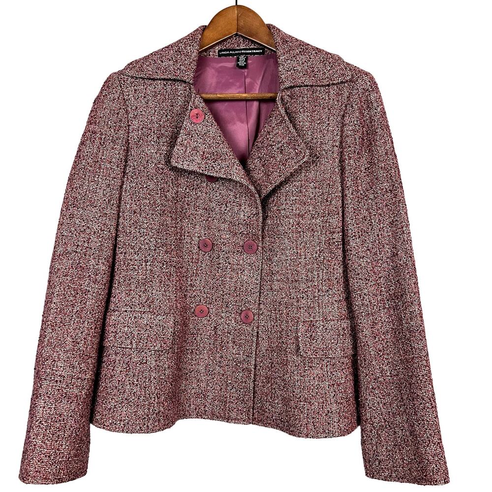 Vintage Linda Allard x Ellen Tracy Pink Blazer Jacket Suit Romantic Barbie - 10